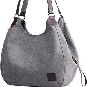 Multi-pocket Shoulder Bag/ Canvas Hobo Bag